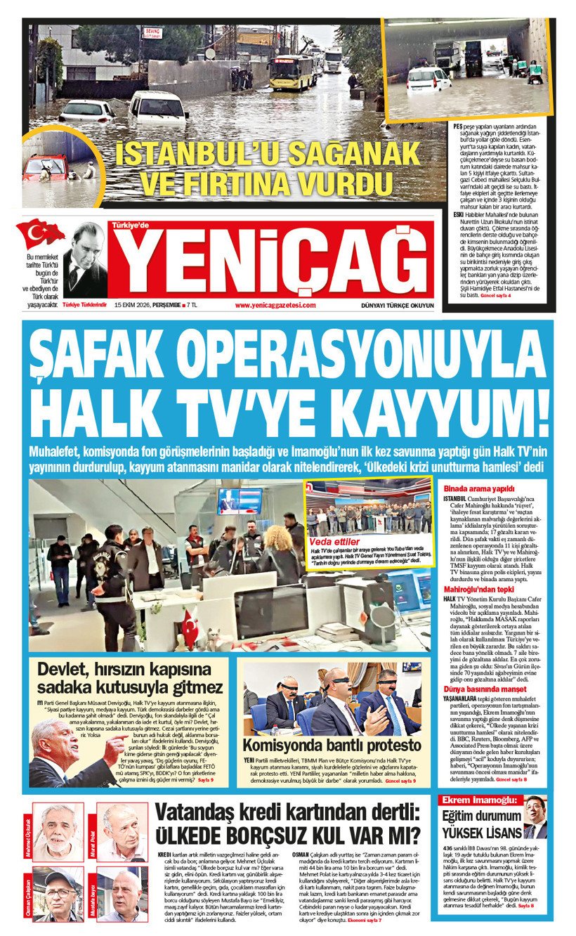 YENİÇAĞ Gazetesi: Şafak operasyonuyla Halk TV’ye kayyum - Resim : 1