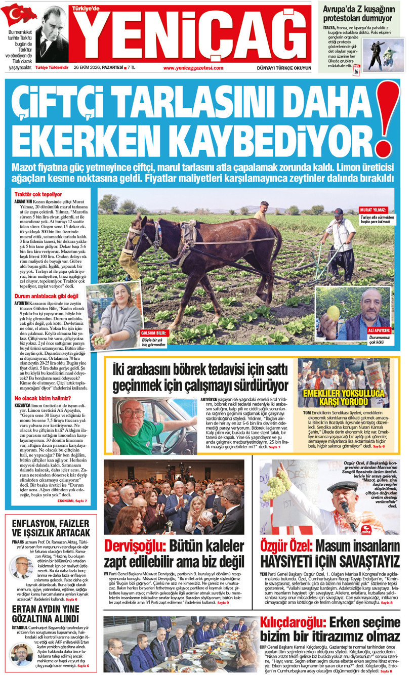 YENİÇAĞ Gazetesi: Çiftçi tarlasını daha ekerken kaybediyor - Resim : 1