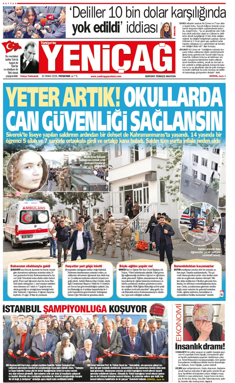 Yeniçağ Gazetesi: Yeter artık! okullarda can güvenliği sağlansın - Resim : 1