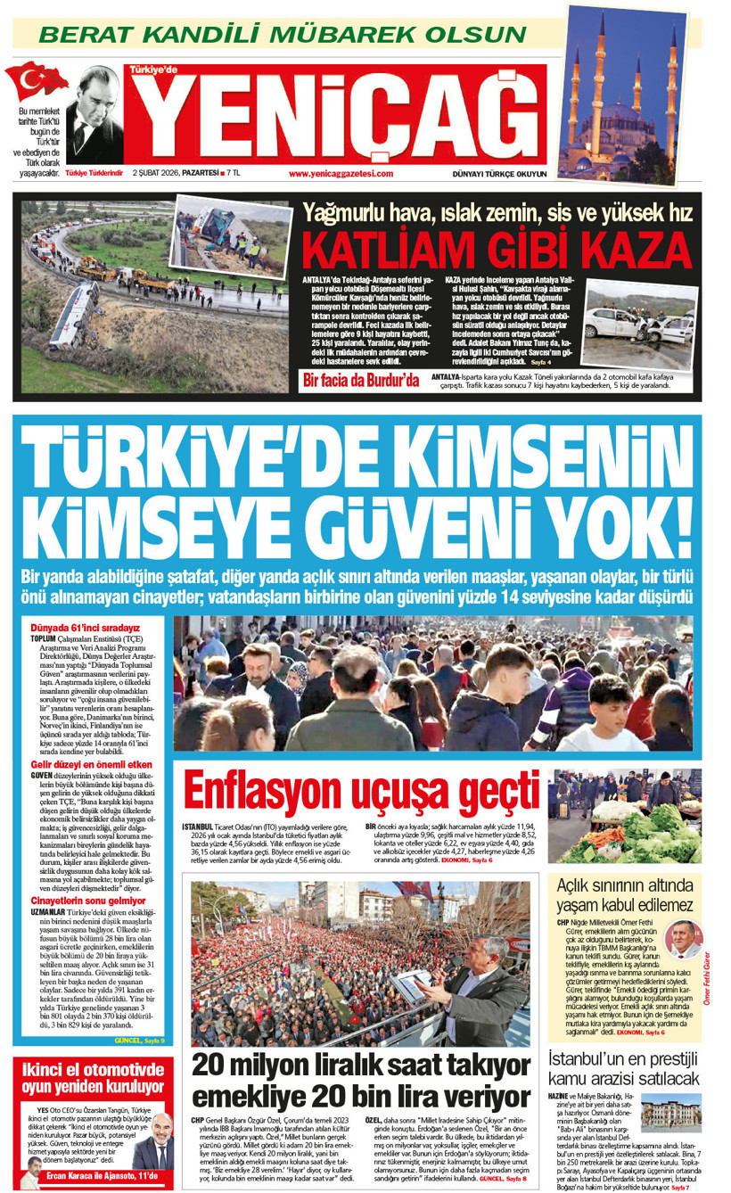 Yeniçağ Gazetesi: Türkiye'de kimsenin kimseye güveni yok - Resim : 1