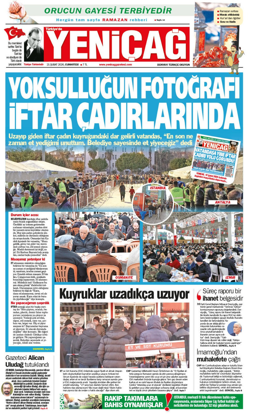 Yeni&ccedil;ağ Gazetesi: Yoksulluğun fotoğrafı iftar &ccedil;adırlarında - Resim : 1