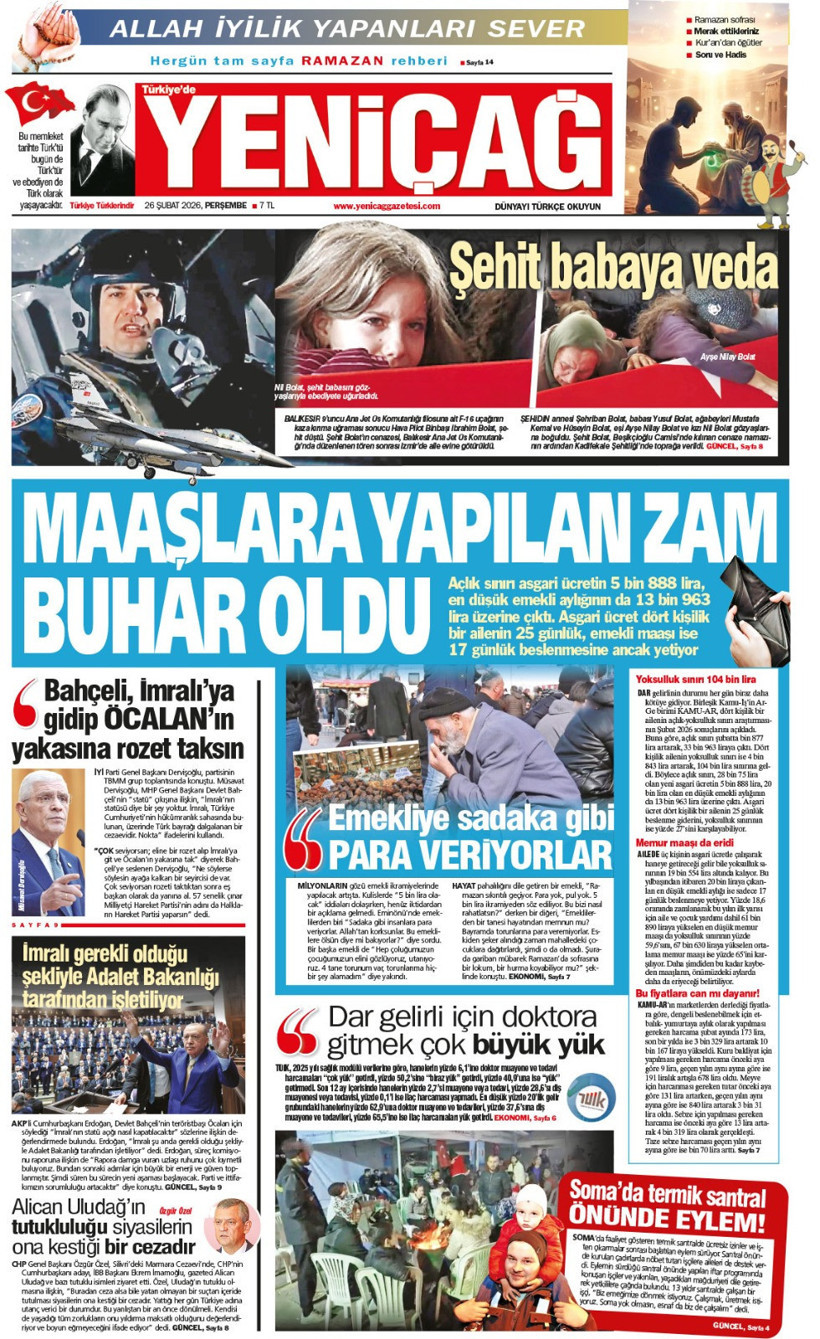 Yeni&ccedil;ağ Gazetesi: Maaşlara yapılan zam buhar oldu - Resim : 1