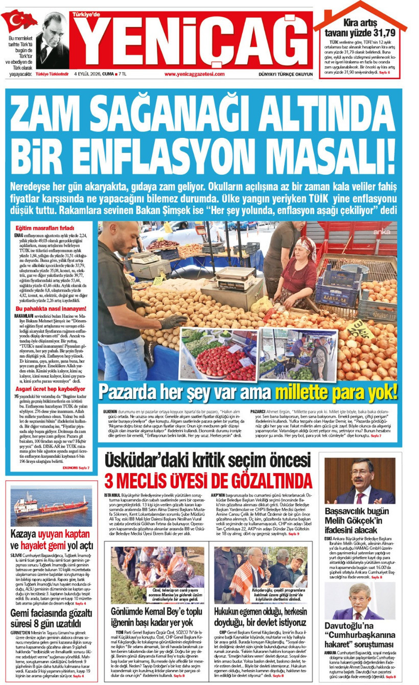 YENİÇAĞ Gazetesi: ZAM SAĞANAĞI ALTINDA BİR ENFLASYON MASALI - Resim : 1