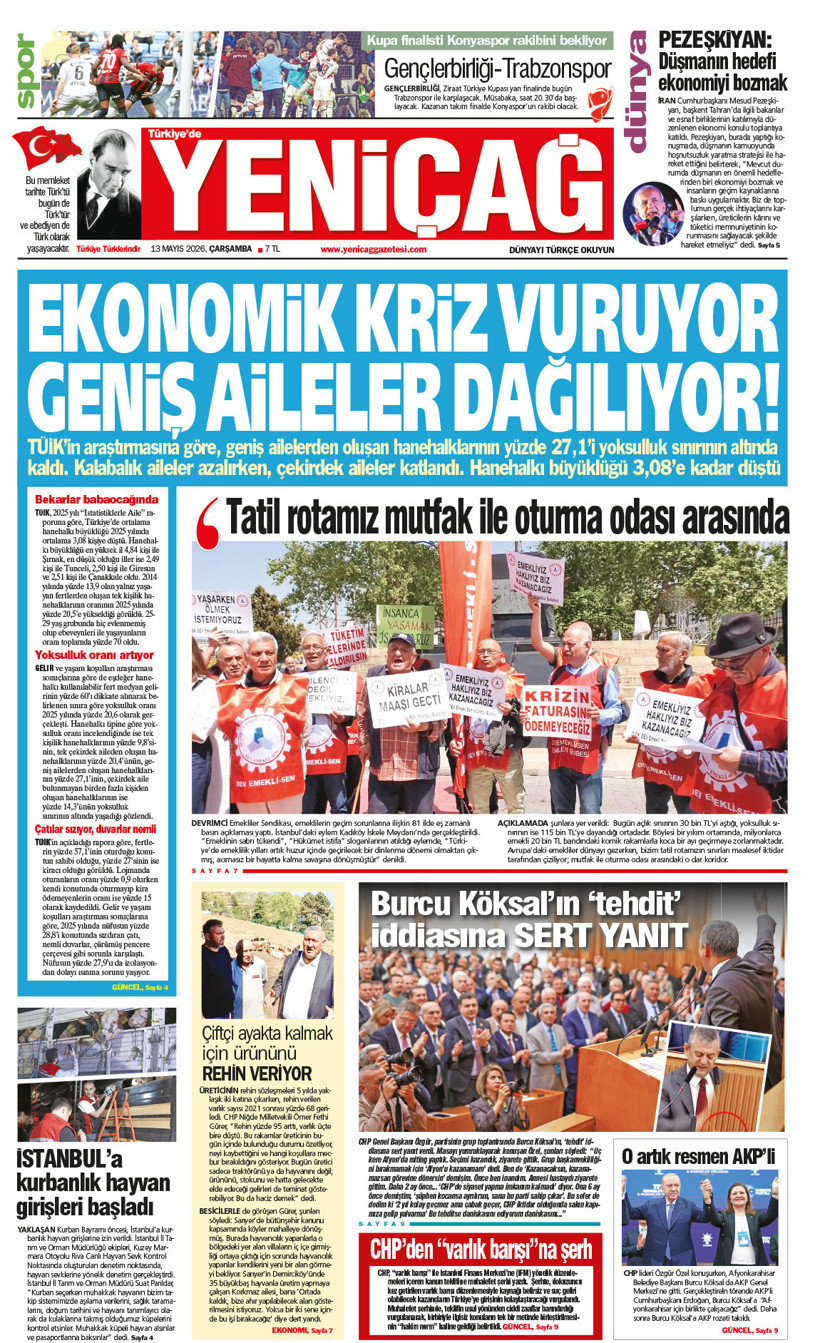 Yeniçağ Gazetesi: Ekonomik kriz vuruyor geniş aileler dağılıyor - Resim : 1