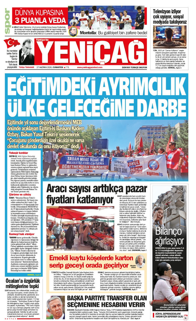 YENİÇAĞ Gazetesi: EGİTİMDEKİ AYRIMCILIK ÜLKE GELECEĞİNE DARBE - Resim : 1