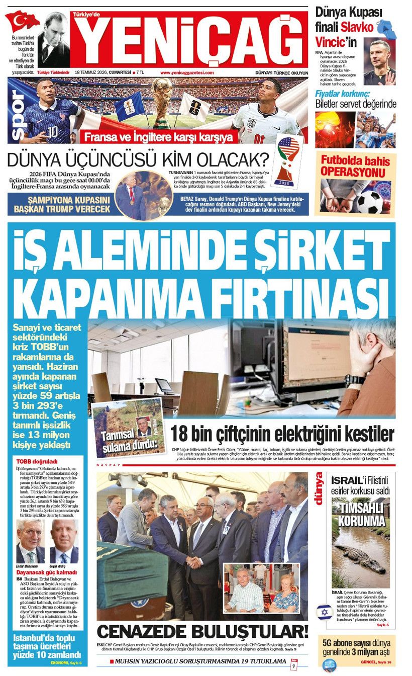 Yeniçağ Gazetesi: 'İŞ ALEMİNDE ŞİRKET KAPANMA FURYASI' - Resim : 1