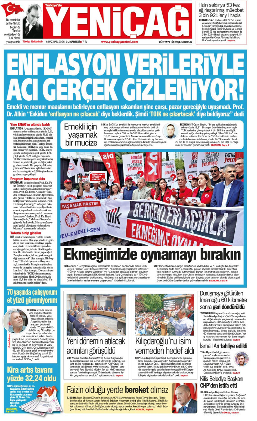 YENİÇAĞ Gazetesi: ENFLASYON VERİLERİYLE ACI GERÇEK GİZLENİYOR - Resim : 1