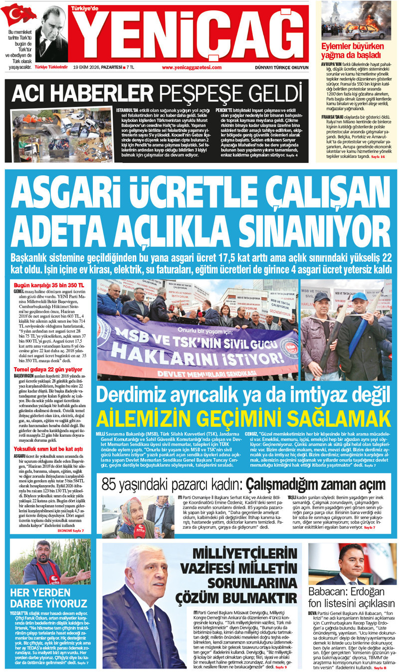 YENİÇAĞ Gazetesi: Asgari ücretle çalışan adeta açlıkla sınanıyor - Resim : 1