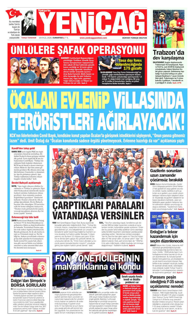 19 Eylül Cumartesi günü: Gazeteler hangi manşetle çıktı? - Resim: 1