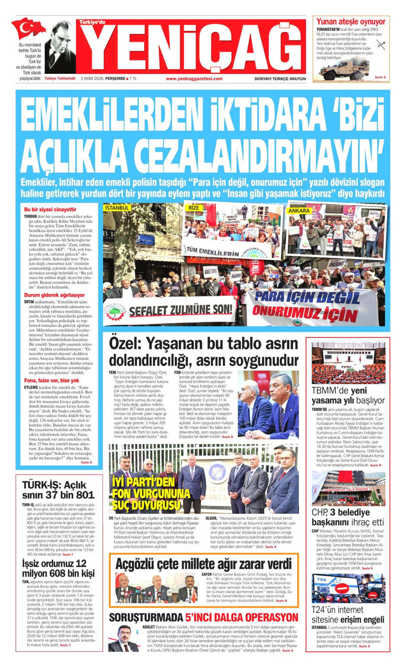 1 Ekim Perşembe günü: Gazeteler hangi manşetle çıktı? - Resim: 1