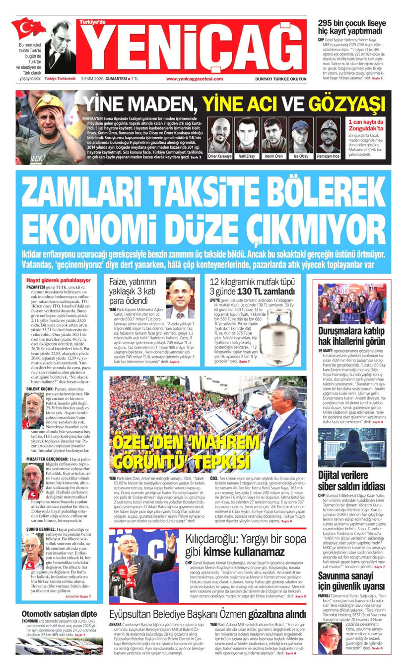 3 Ekim Cumartesi günü: Gazeteler hangi manşetle çıktı? - Resim: 1
