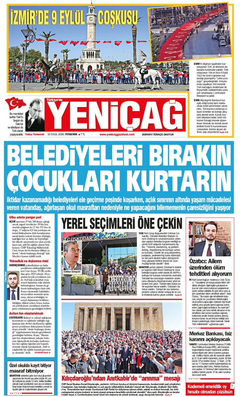 YENİÇAĞ Gazetesi: BELEDİYELERİ BIRAKIN ÇOCUKLARI KURTARIN - Resim : 1