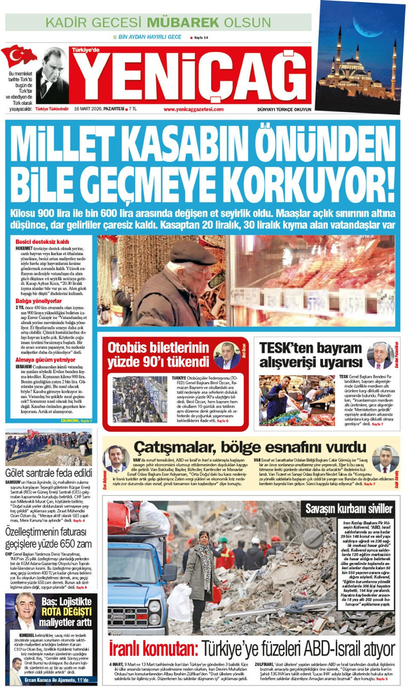 Yeniçağ Gazetesi: Millet kasabın önünden bile geçmeye korkuyor - Resim : 1