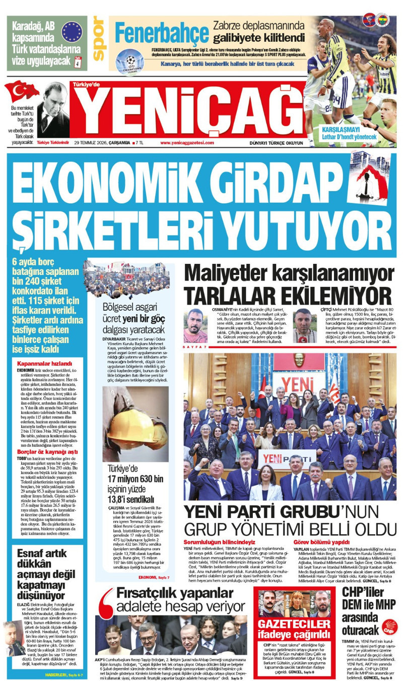 YENİÇAĞ Gazetesi: EKONOMİK GİRDAP ŞİRKETLERİ YUTUYOR - Resim : 1