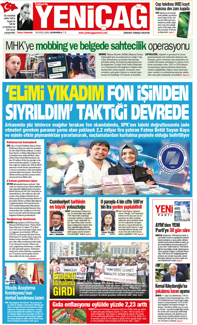 YENİÇAĞ Gazetesi: ‘Elimi yıkadım fon işinden sıyrıldım’ taktiği devrede - Resim : 1