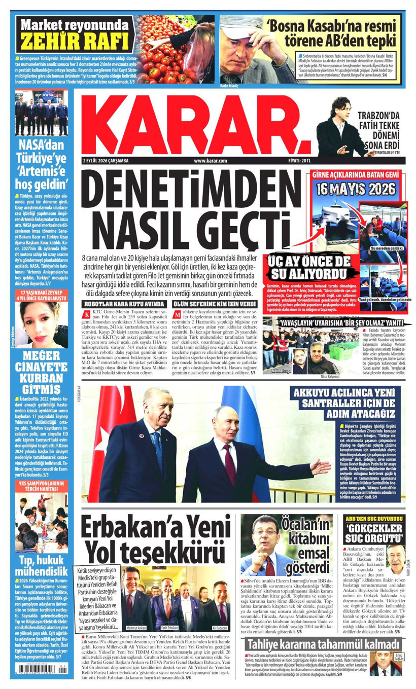 2 Eylül Çarşamba günü: Gazeteler hangi manşetle çıktı? - Resim: 2