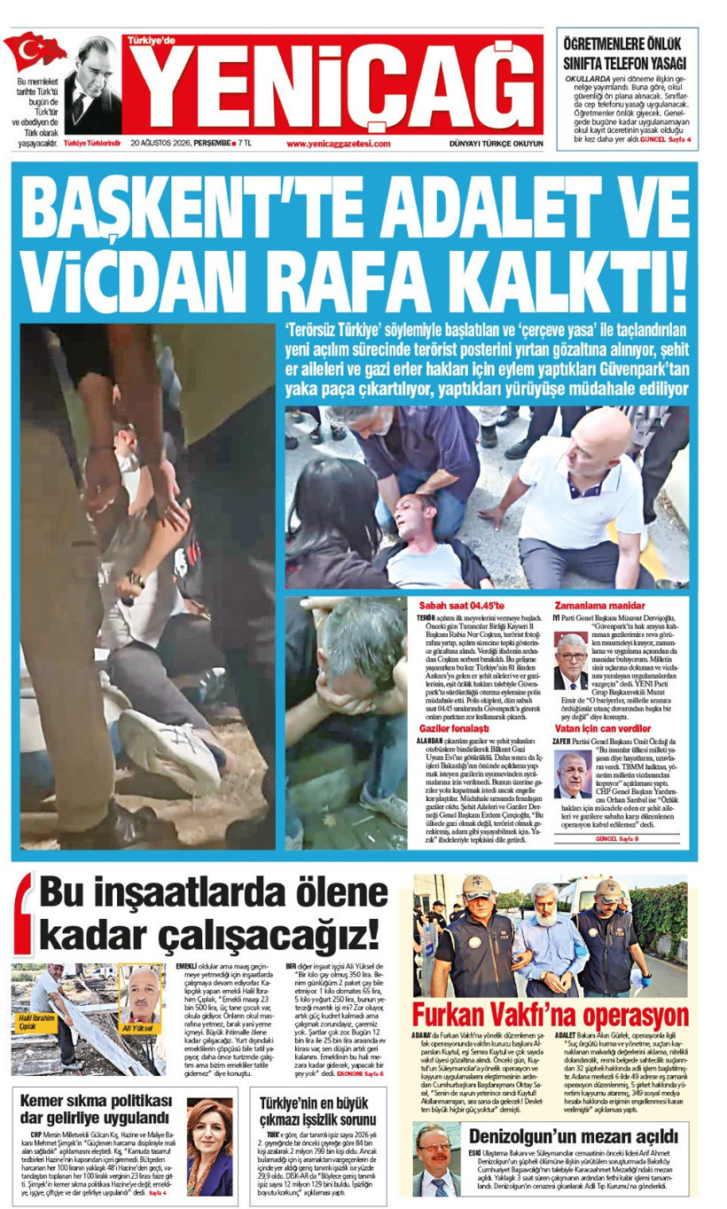 YENİÇAĞ Gazetesi: BAŞKENT’TE ADALET VE VİCDAN RAFA KALKTI - Resim : 1