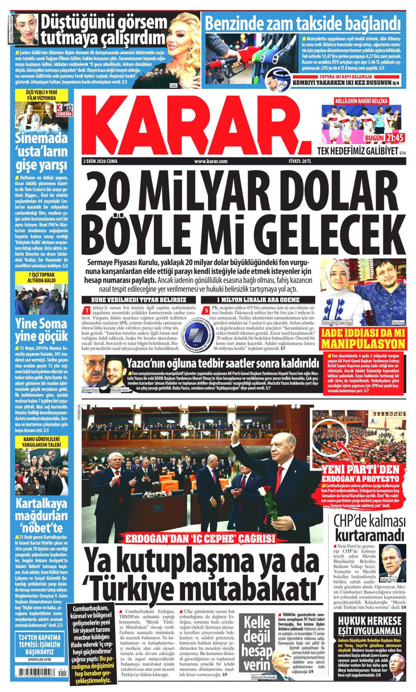 2 Ekim Cuma günü: Gazeteler hangi manşetle çıktı? - Resim: 2