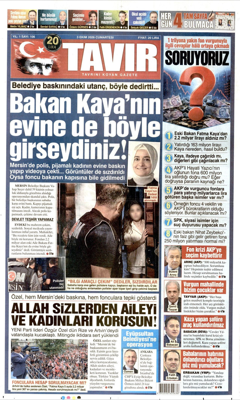 3 Ekim Cumartesi günü: Gazeteler hangi manşetle çıktı? - Resim: 9