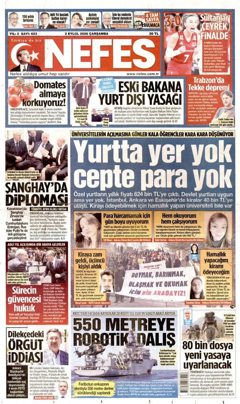 2 Eylül Çarşamba günü: Gazeteler hangi manşetle çıktı? - Resim: 5