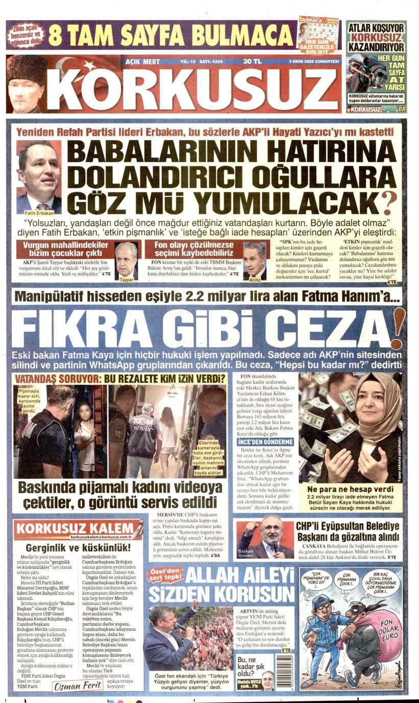 3 Ekim Cumartesi günü: Gazeteler hangi manşetle çıktı? - Resim: 7