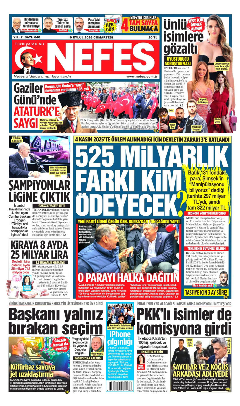 19 Eylül Cumartesi günü: Gazeteler hangi manşetle çıktı? - Resim: 5