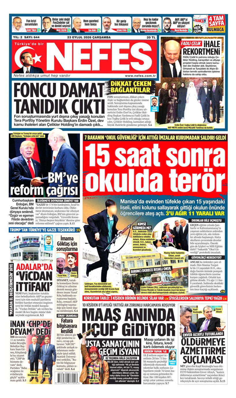 23 Eylül Çarşamba günü: Gazeteler hangi manşetle çıktı? - Resim: 5