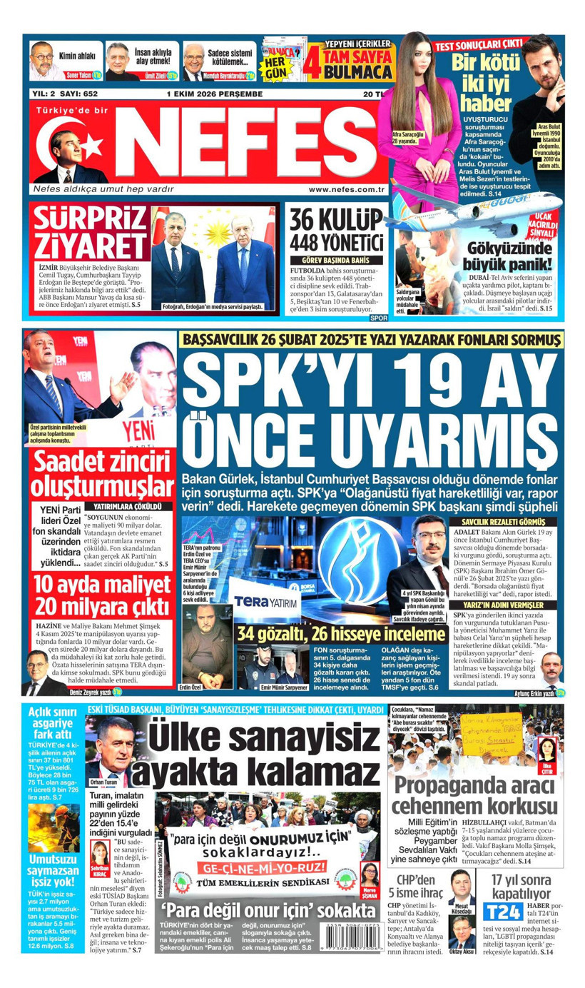 1 Ekim Perşembe günü: Gazeteler hangi manşetle çıktı? - Resim: 5