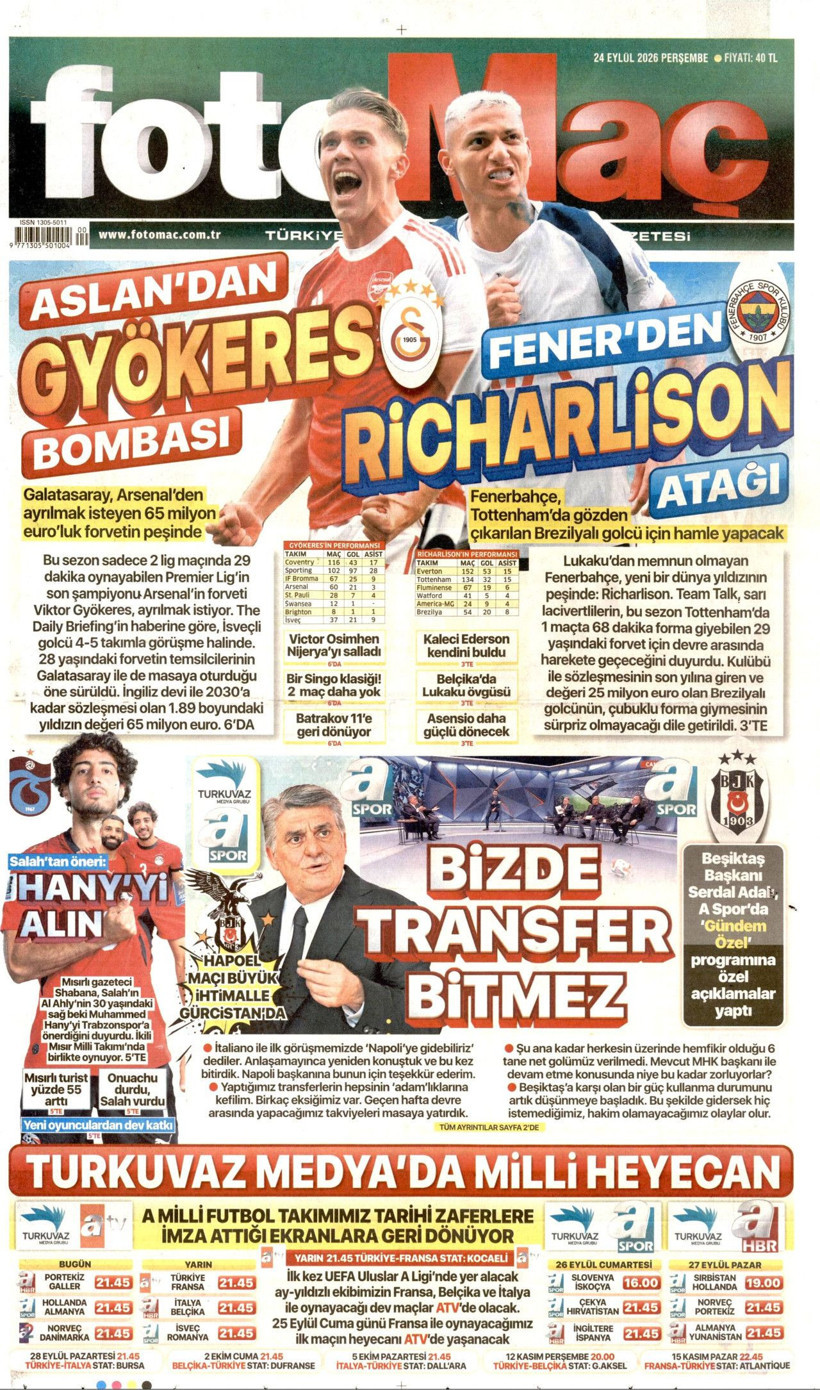 24 Eylül Perşembe günü: Gazeteler hangi manşetle çıktı? - Resim: 11
