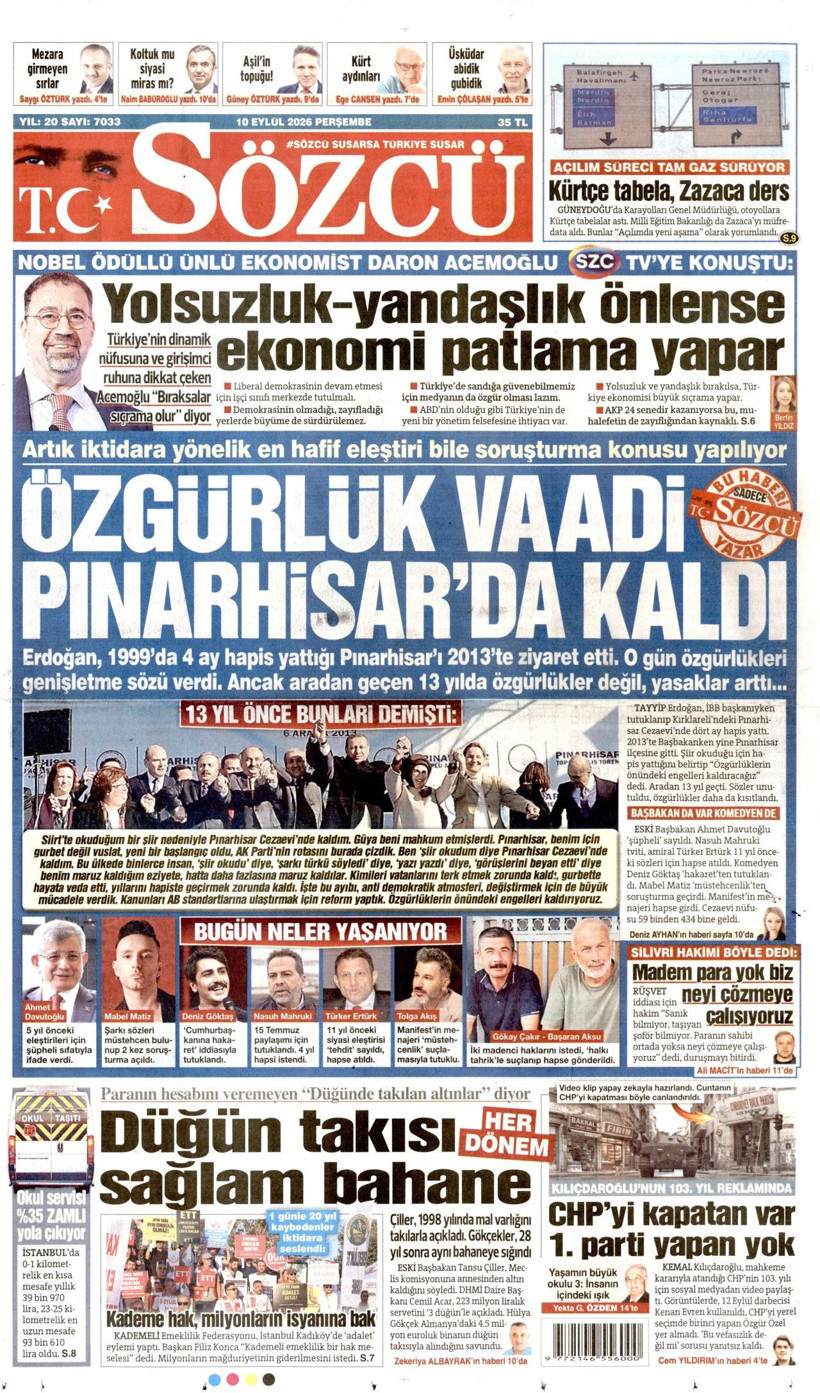 Gazeteler bu sabah ne yazdı? 10 Eylül manşetlerinde öne çıkan başlıklar - Resim: 9