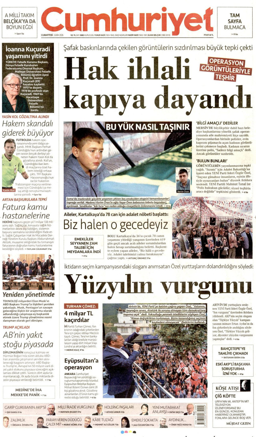3 Ekim Cumartesi günü: Gazeteler hangi manşetle çıktı? - Resim: 4