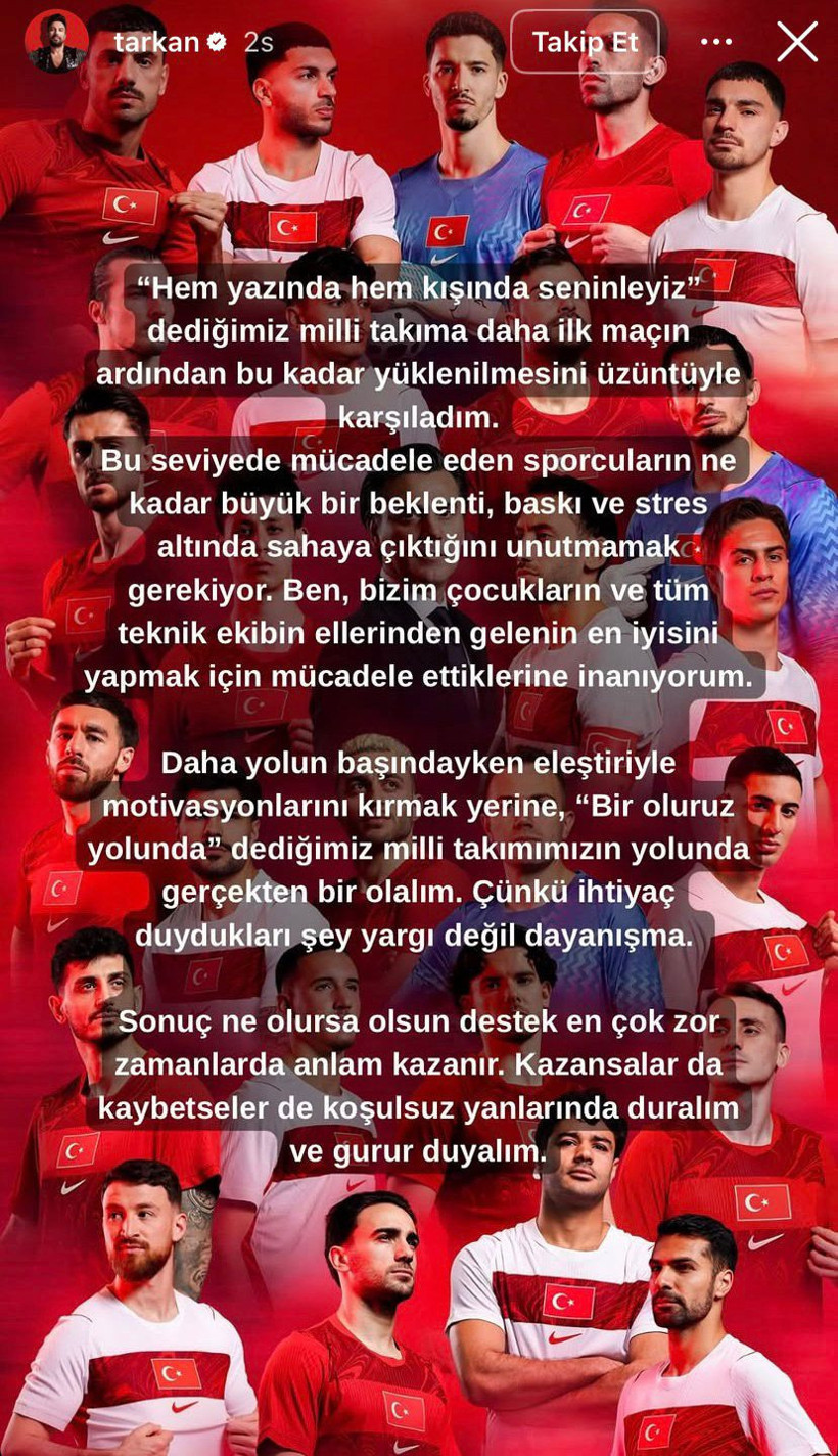 Tarkan'dan Milli Takım'a destek geldi: Meşhur şarkının sözlerini hatırlattı - Resim : 1