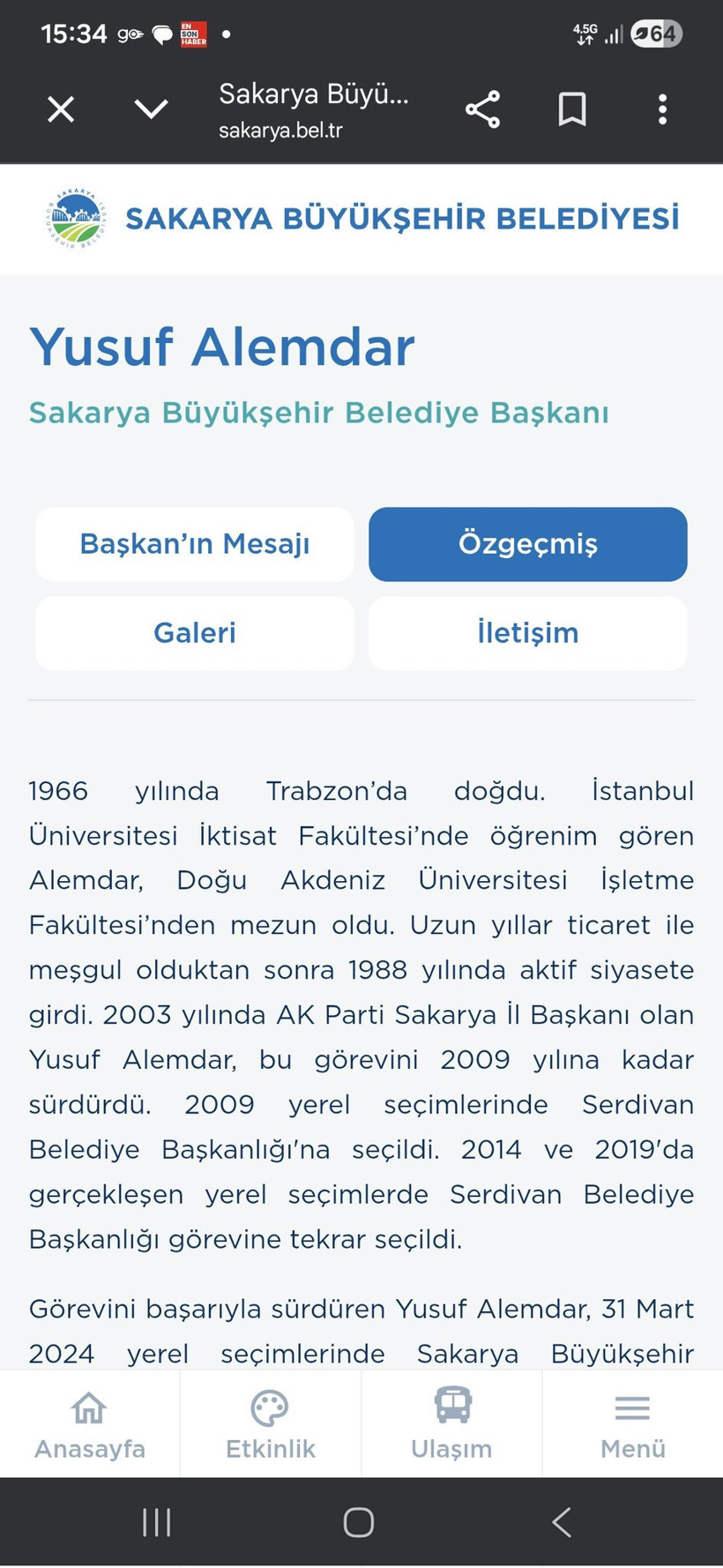 AKP'li Sakarya Büyükşehir Belediye Başkanı'nın diplomasına üniversiteden açıklama: Kaydı yok - Resim : 1
