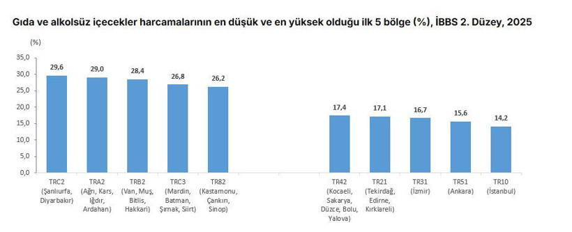 TÜİK açıkladı: Hanehalkı tüketim harcamalarında bölgesel dağılım belli oldu - Resim : 6