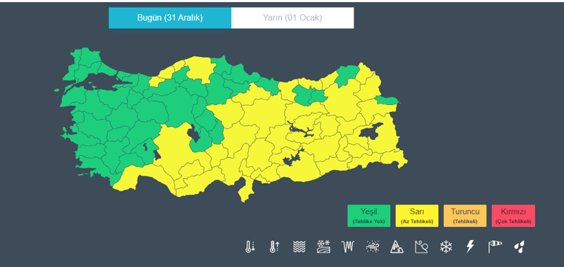 T&uuml;rkiye&rsquo;nin yarıdan fazlasına sarı kodlu uyarı: Yılın son g&uuml;n&uuml; her yer donacak - Resim : 5