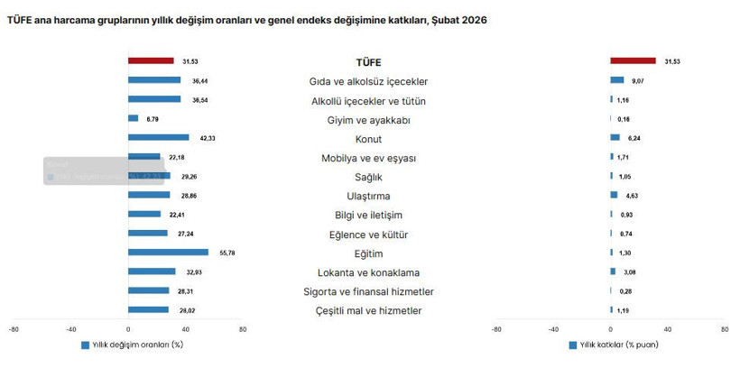 TÜİK 2026 şubat ayı enflasyon oranını açıkladı - Resim : 2