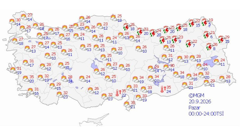 Meteoroloji il il uyardı: Gök gürültülü sağanak geliyor (18 Eylül) - Resim: 23