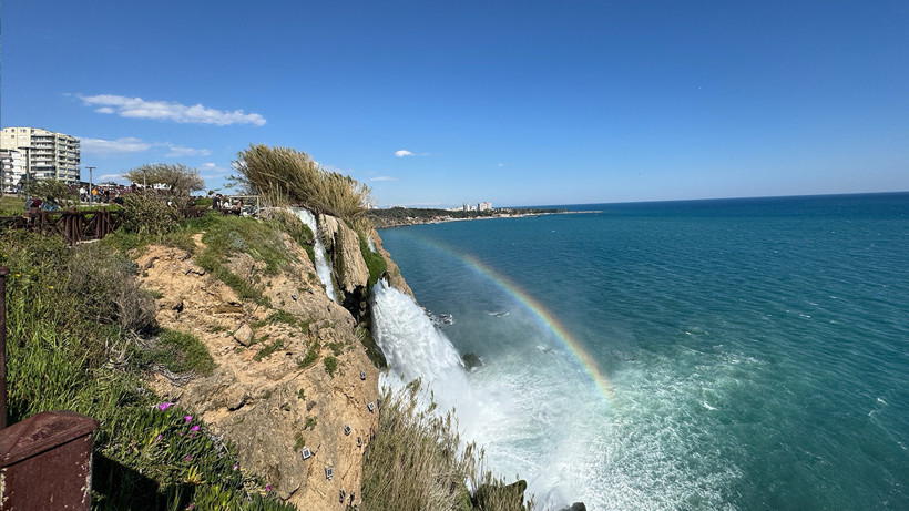 Düden Şelalesi’nde gökkuşağı büyük ilgi gördü - Resim : 1