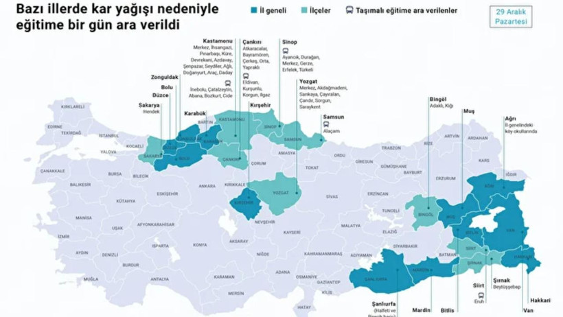 Yoğun kar yağışı sebebiyle 21 ilde eğitime ara verildi - Resim : 2