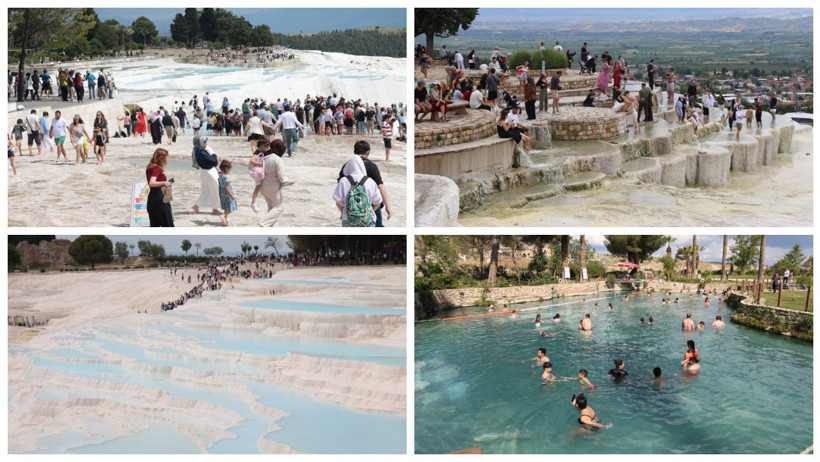 UNESCO mirası Pamukkale’ye tatilci akını: Gören hayran kaldı - Resim : 1