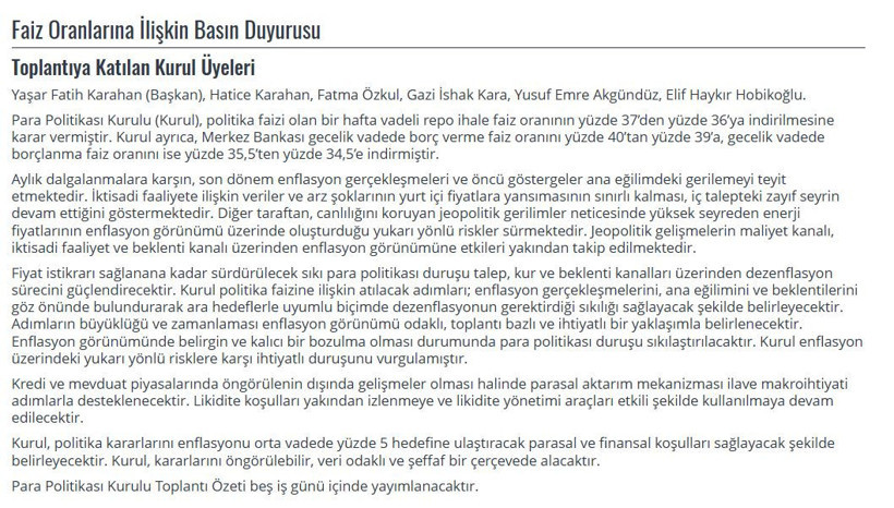 Merkez Bankası 9 ay sonra faizi düşürdü: Yüzde 36'ya indi - Resim : 2