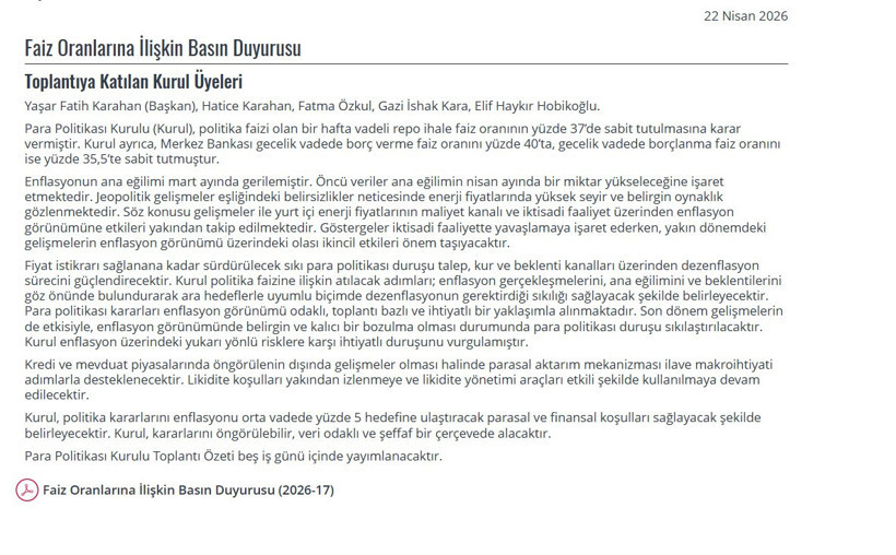 Merkez Bankası faiz kararını açıkladı - Resim : 2
