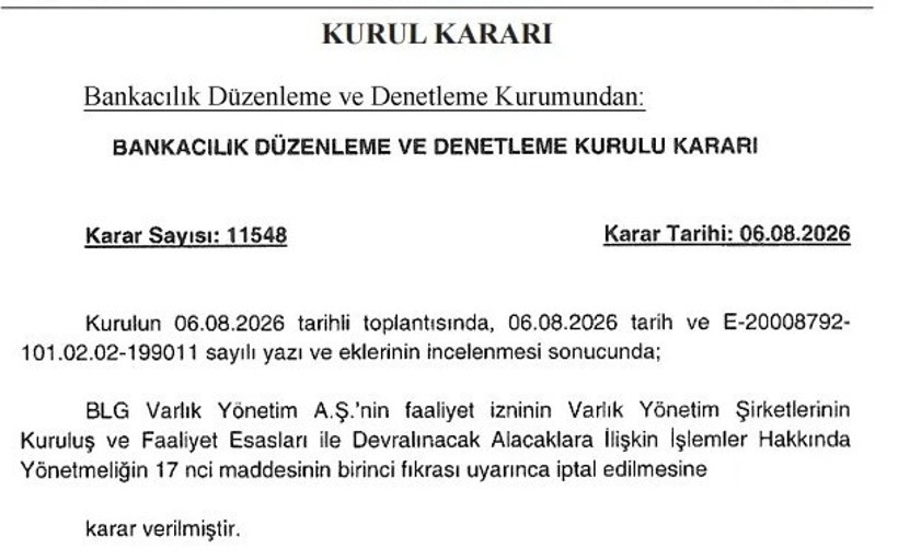 BDDK kararı Resmi Gazete’de: Bir şirketin faaliyet izni iptal edildi - Resim : 1