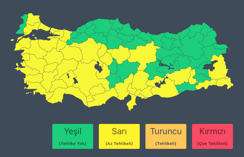 İçişleri Bakanlığı uyardı: 43 il için sarı alarm… Sağanak, fırtına ve kar - Resim : 2