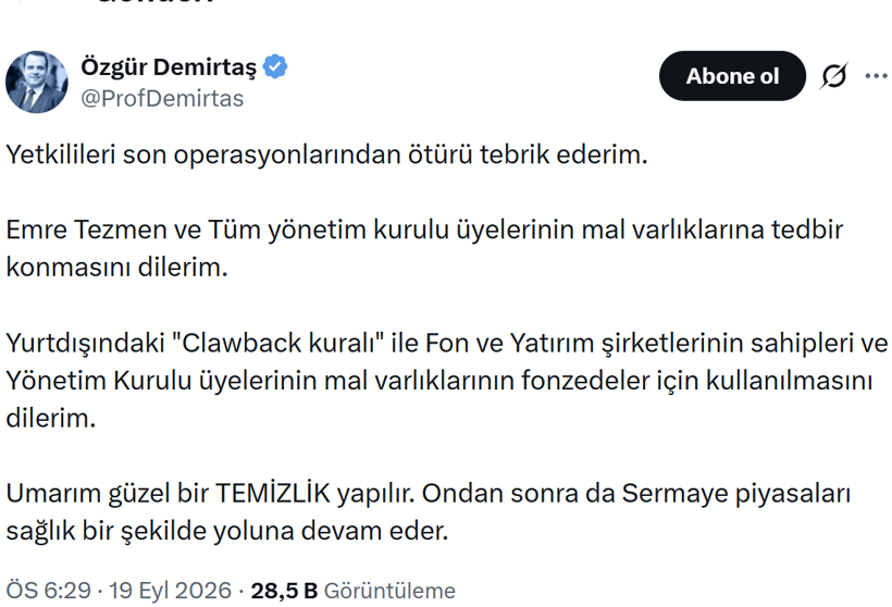 Özgür Demirtaş, Emre Tezmen’in adını verdi: Mal varlıklarına el konulsun - Resim : 1