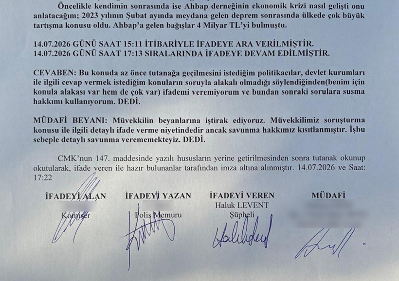 Haluk Levent ifade tutanağını paylaştı: Konuşmama izin vermediler: Dikkat çeken 'Soylu' detayı - Resim : 3