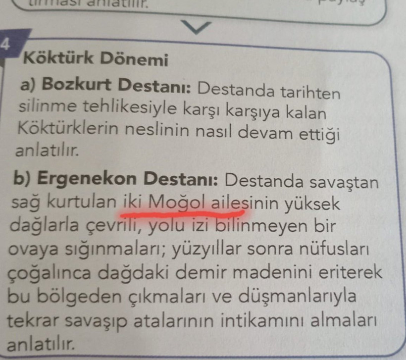 MEB’in ders kitabında Ergenekon’a Moğol denilmişti: Tepkiler sonrası düzeltme geldi - Resim : 1