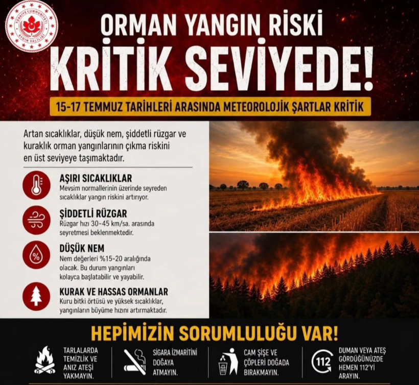 Valilikten kritik orman yangını uyarısı: 3 günlük kritik süreç başladı - Resim : 1
