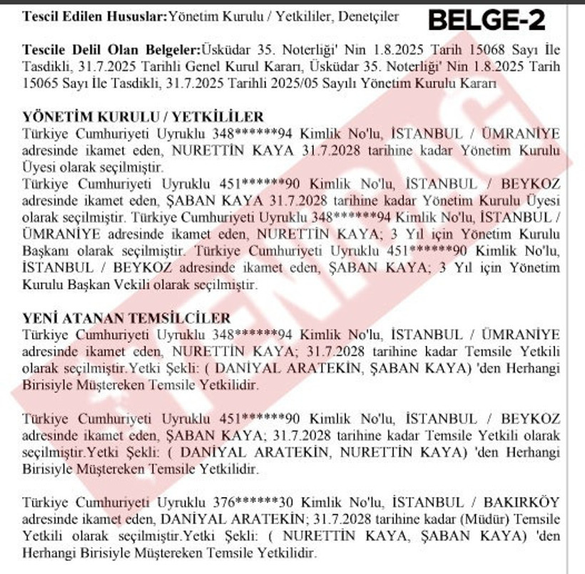 Süleymancıların aile şirketinin isim isim belgeleri - Resim : 3