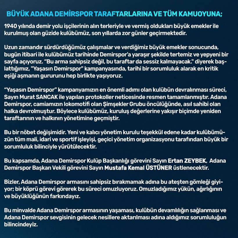 Adana Demirspor&rsquo;un sahibi artık taraftar: Resmen a&ccedil;ıkladılar - Resim : 1